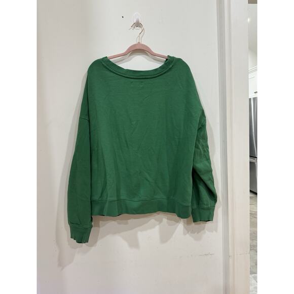 Anthropologie Maeve City Crew Sweatshirt Green Palm View Hotel Size 4x Preppy - Picture 10 of 10